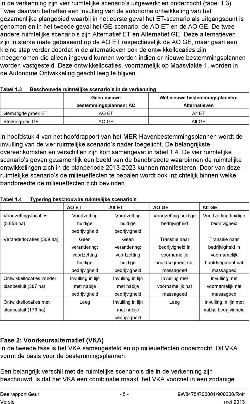 GE-scenario: de AO ET en de AO GE. De twee andere ruimtelijke scenario s zijn Alternatief ET en Alternatief GE.