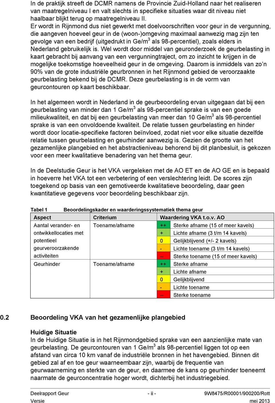 Er wordt in Rijnmond dus niet gewerkt met doelvoorschriften voor geur in de vergunning, die aangeven hoeveel geur in de (woon-)omgeving maximaal aanwezig mag zijn ten gevolge van een bedrijf