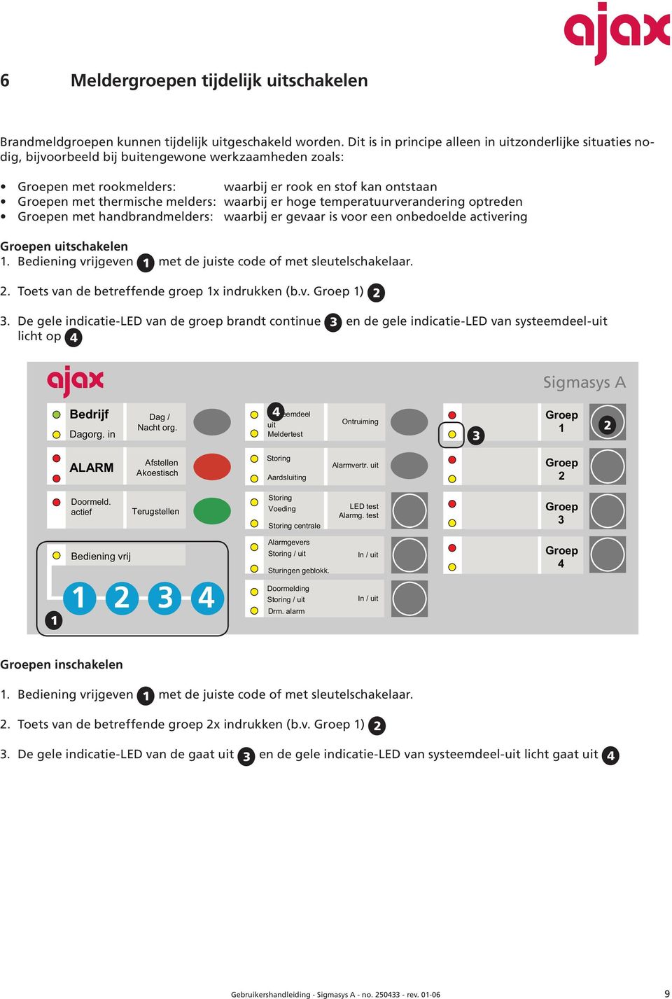 er hoge temperatuurverandering optreden en met handbrandmelders: waarbij er gevaar is voor een onbedoelde activering en schakelen. geven met de juiste code of met sleutelschakelaar.