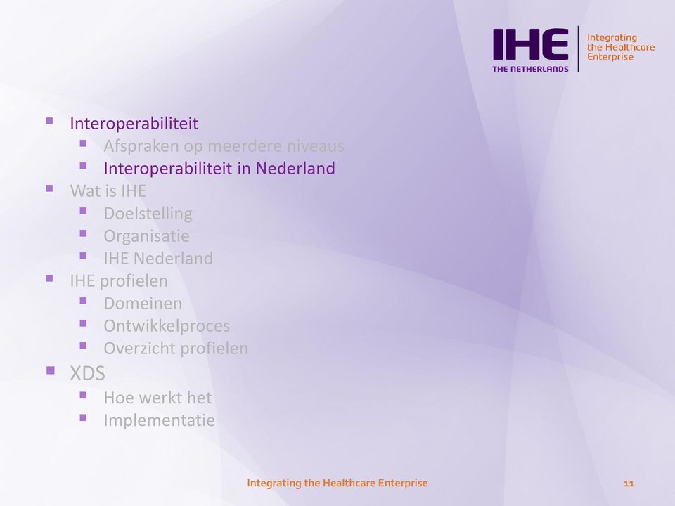 Organisatie IHE Nederland IHE profielen Domeinen Ontwikkelproces