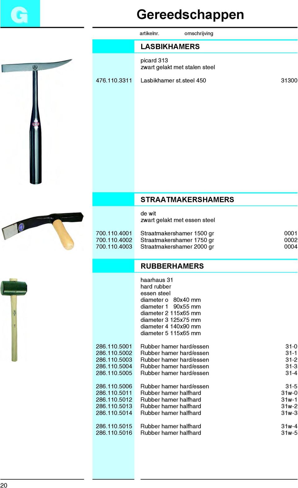 diameter 3 125x75 mm diameter 4 140x90 mm diameter 5 115x65 mm 286.110.5001 Rubber hamer hard/essen 31-0 286.110.5002 Rubber hamer hard/essen 31-1 286.110.5003 Rubber hamer hard/essen 31-2 286.110.5004 Rubber hamer hard/essen 31-3 286.