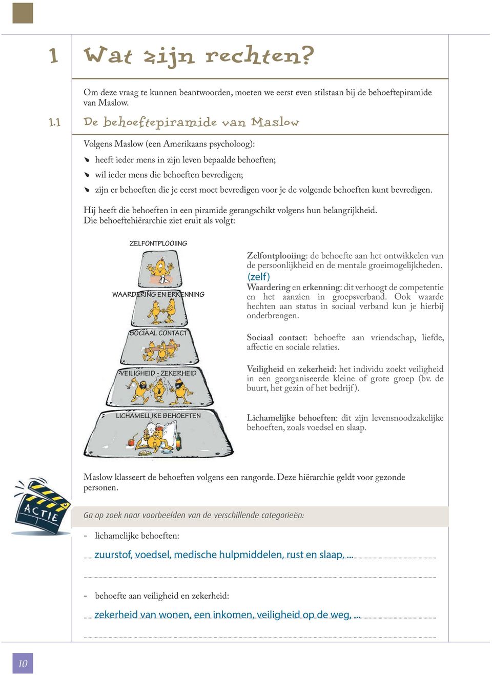 moet bevredigen voor je de volgende behoeften kunt bevredigen. Hij heeft die behoeften in een piramide gerangschikt volgens hun belangrijkheid.