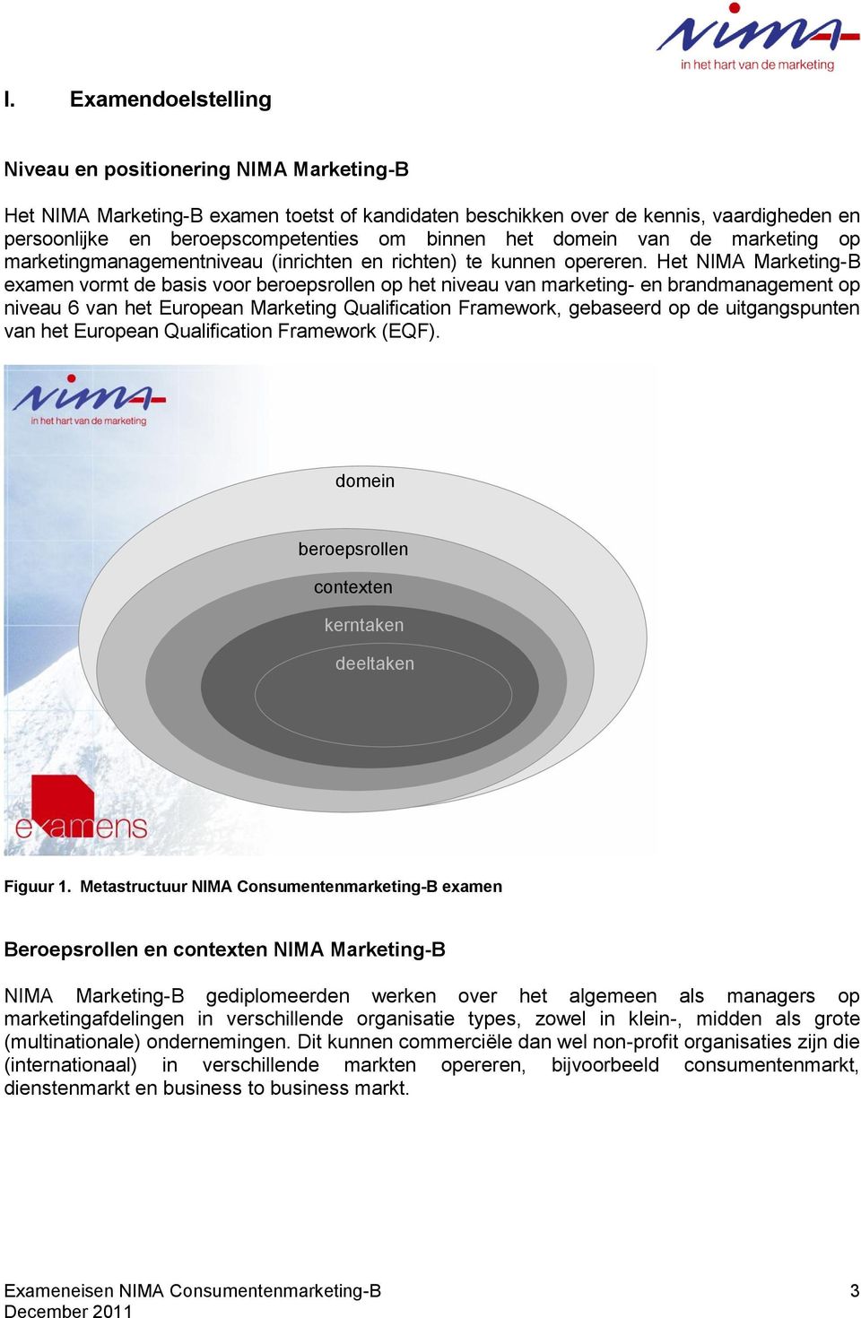 Het NIMA Marketing-B examen vormt de basis voor beroepsrollen op het niveau van marketing- en brandmanagement op niveau 6 van het European Marketing Qualification Framework, gebaseerd op de
