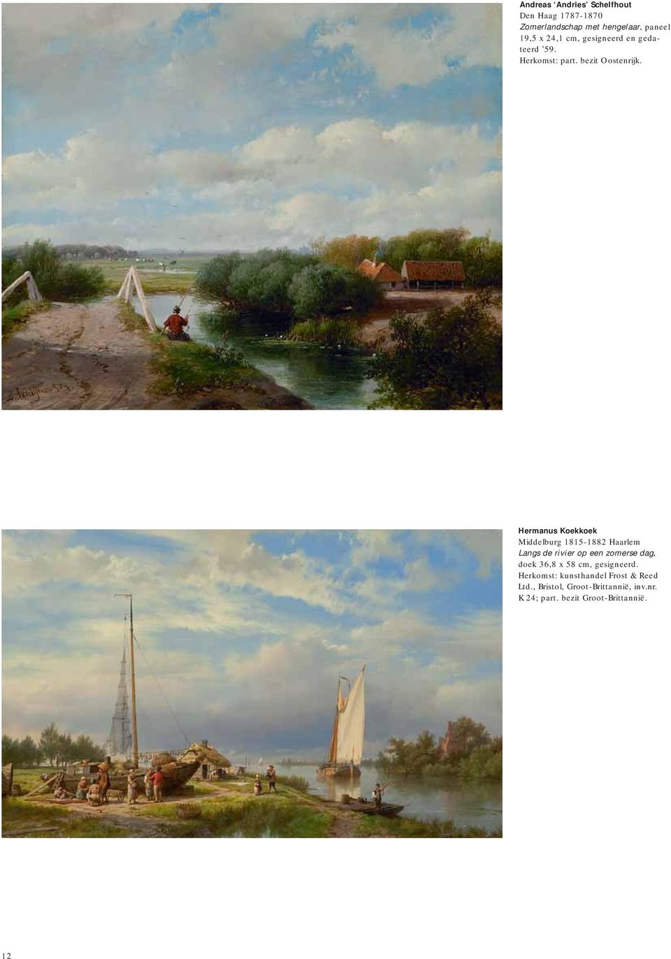 Hermanus Koekkoek Middelburg 1815-1882 Haarlem Langs de rivier op een zomerse dag, doek 36,8 x 58