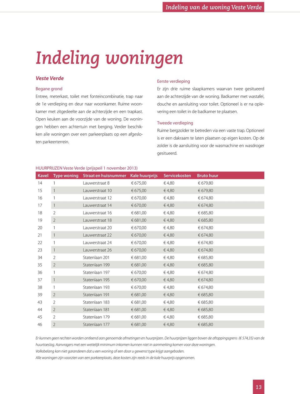 Verder beschikken alle woningen over een parkeerplaats op een afgesloten parkeerterrein. Eerste verdieping Er zijn drie ruime slaapkamers waarvan twee gesitueerd aan de achterzijde van de woning.