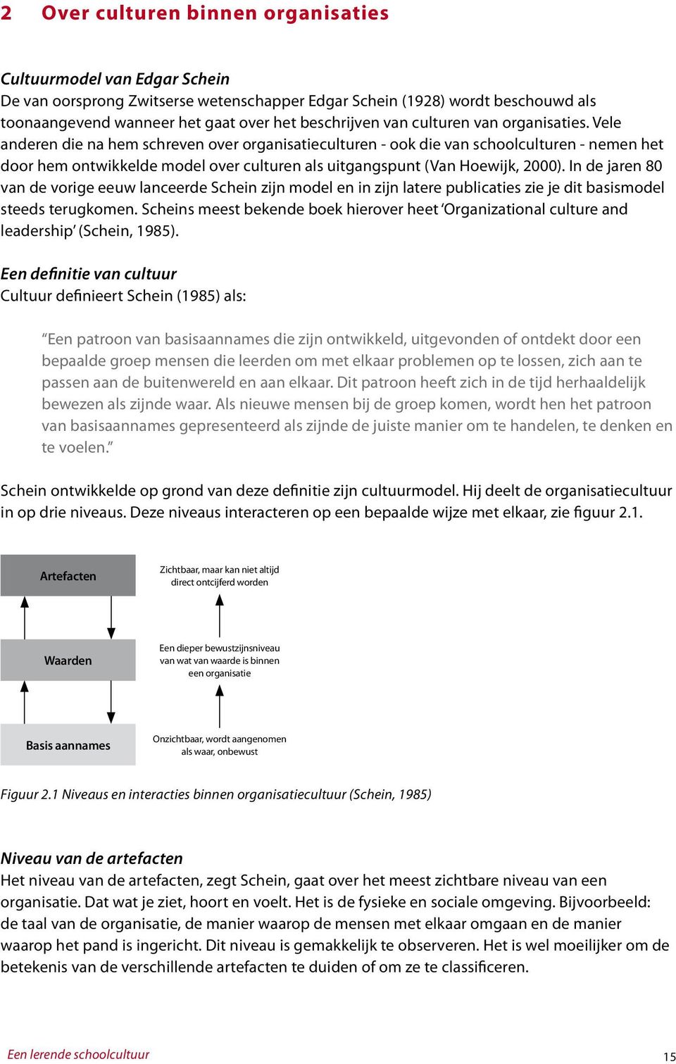 Vele anderen die na hem schreven over organisatieculturen - ook die van schoolculturen - nemen het door hem ontwikkelde model over culturen als uitgangspunt (Van Hoewijk, 2000).