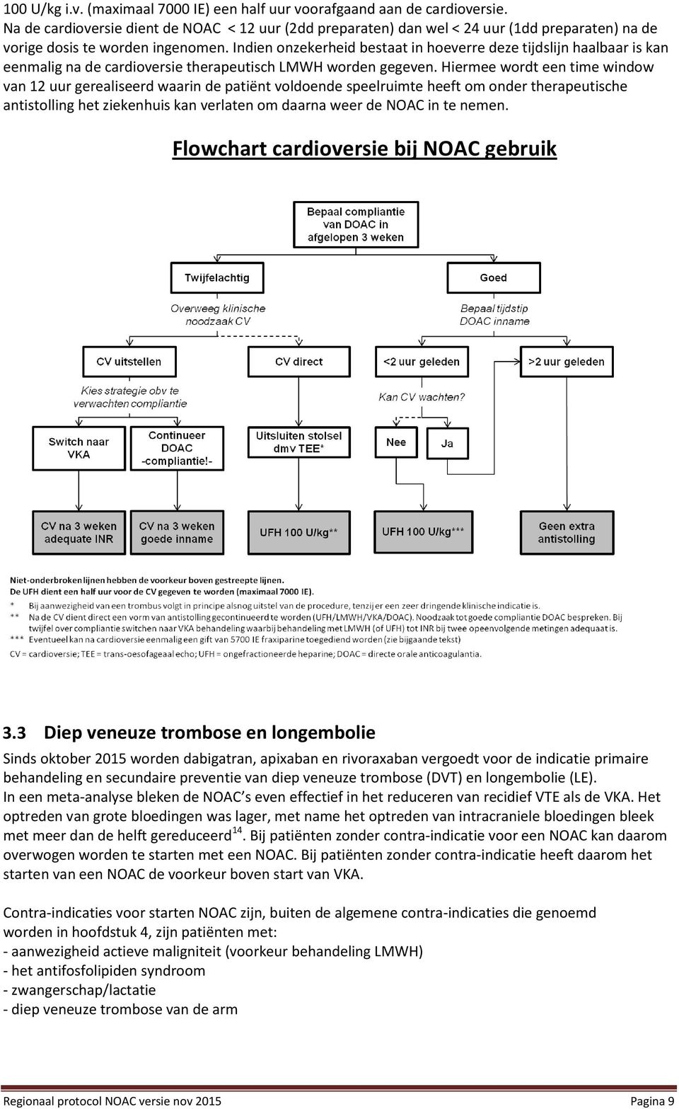 Indien onzekerheid bestaat in hoeverre deze tijdslijn haalbaar is kan eenmalig na de cardioversie therapeutisch LMWH worden gegeven.