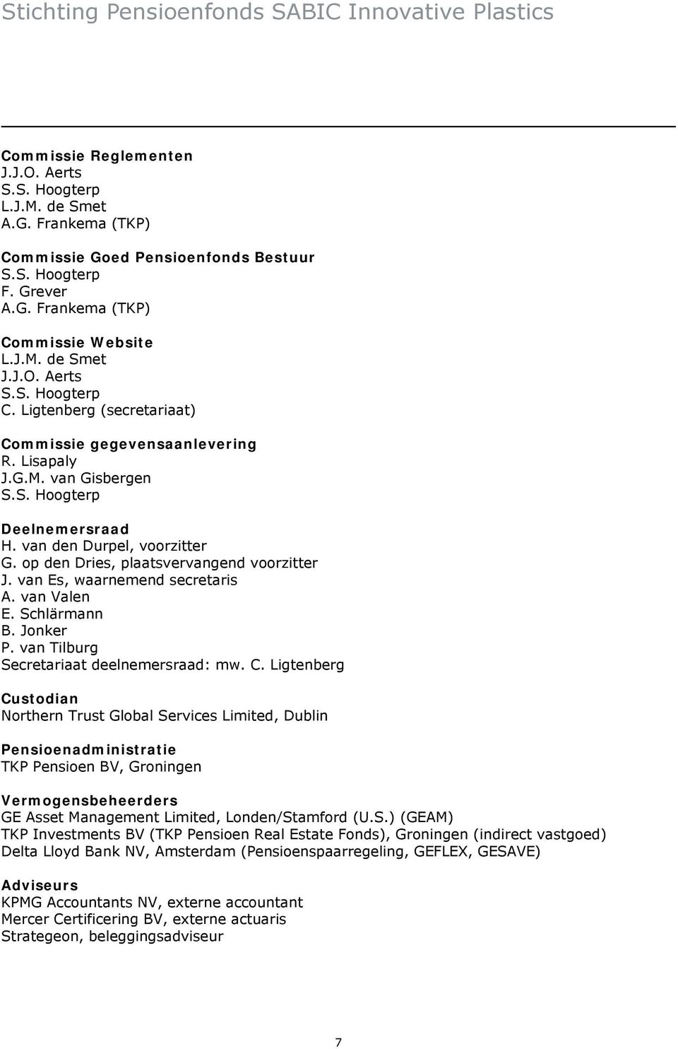 op den Dries, plaatsvervangend voorzitter J. van Es, waarnemend secretaris A. van Valen E. Schlärmann B. Jonker P. van Tilburg Secretariaat deelnemersraad: mw. C.