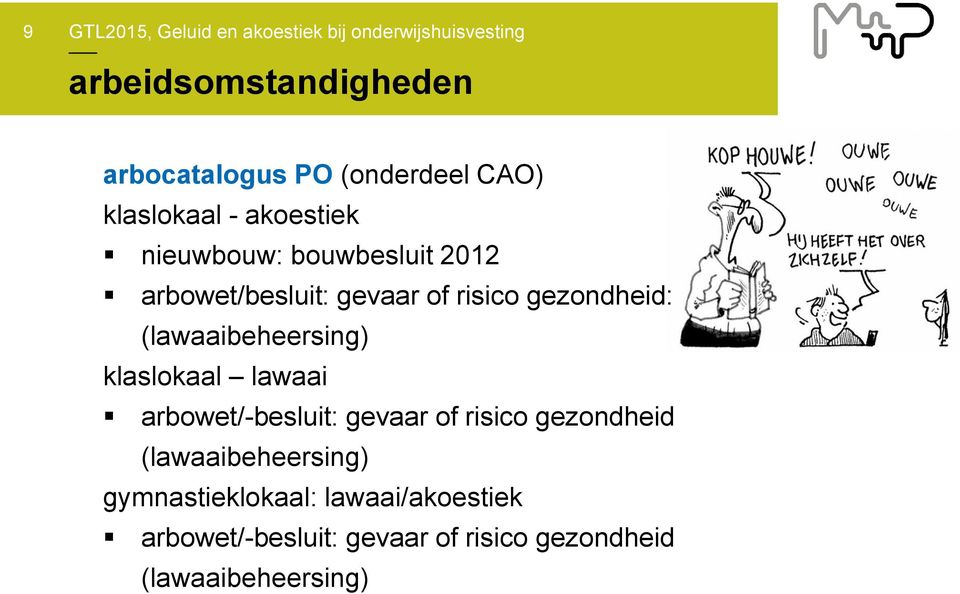 (lawaaibeheersing) klaslokaal lawaai arbowet/-besluit: gevaar of risico gezondheid