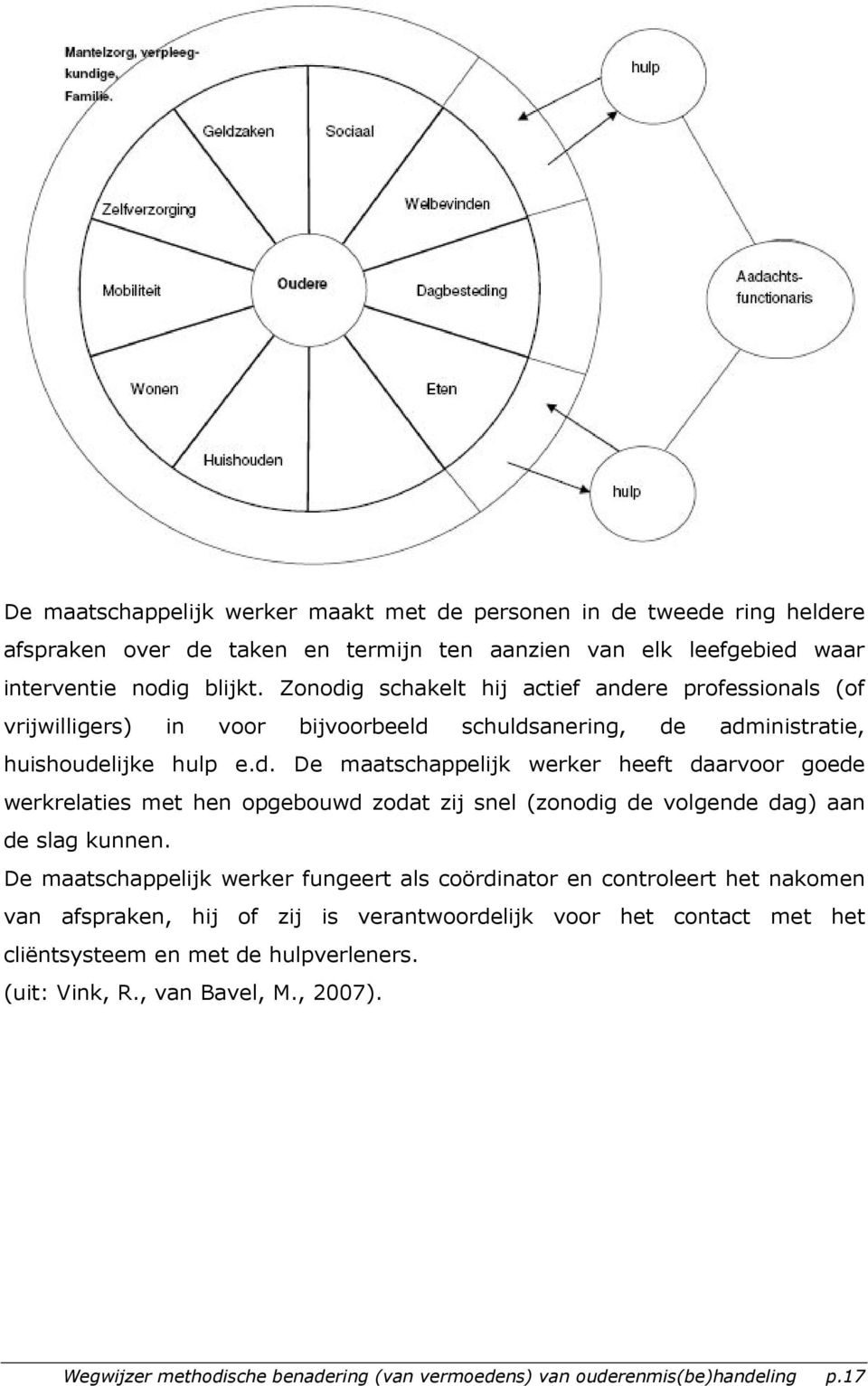 De maatschappelijk werker fungeert als coördinator en controleert het nakomen van afspraken, hij of zij is verantwoordelijk voor het contact met het cliëntsysteem en met de hulpverleners.