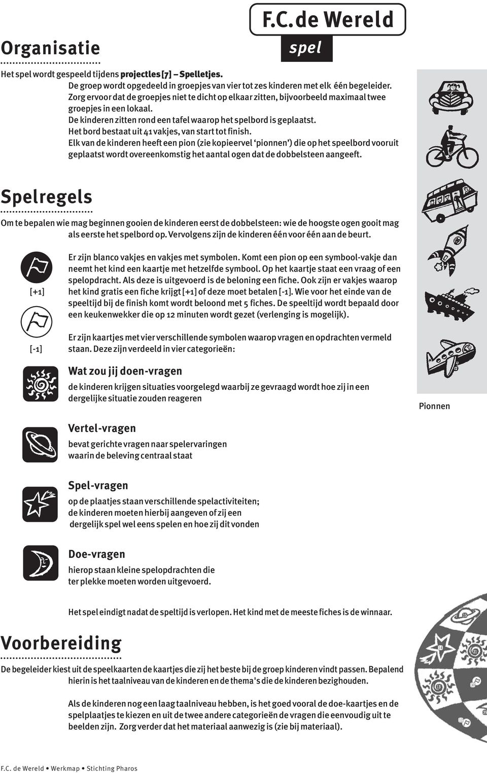 Het bord bestaat uit 41 vakjes, van start tot finish.