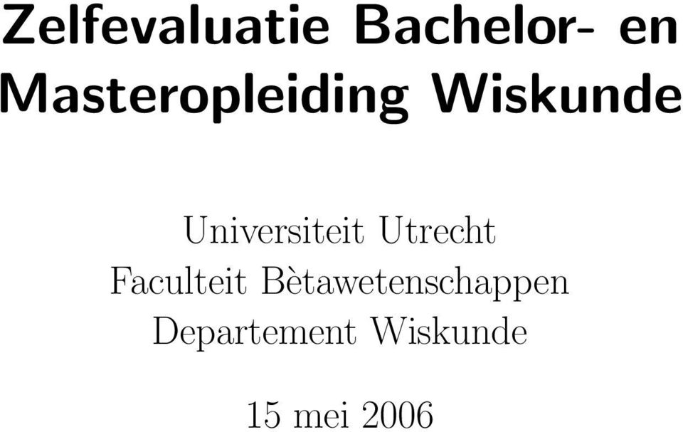 Universiteit Utrecht Faculteit
