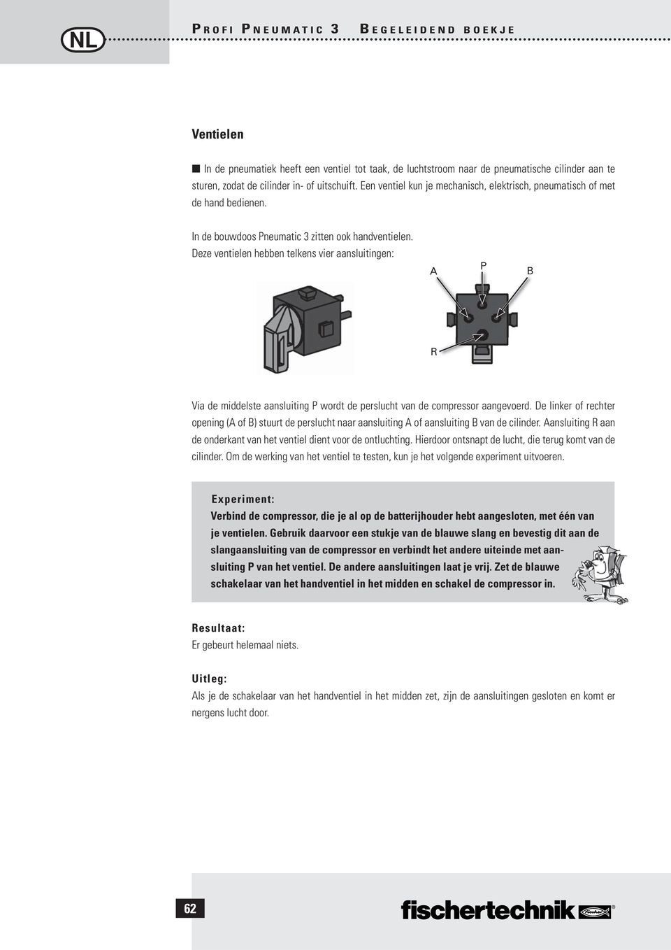 Deze ventielen hebben telkens vier aansluitingen: A P B R Via de middelste aansluiting P wordt de perslucht van de compressor aangevoerd.