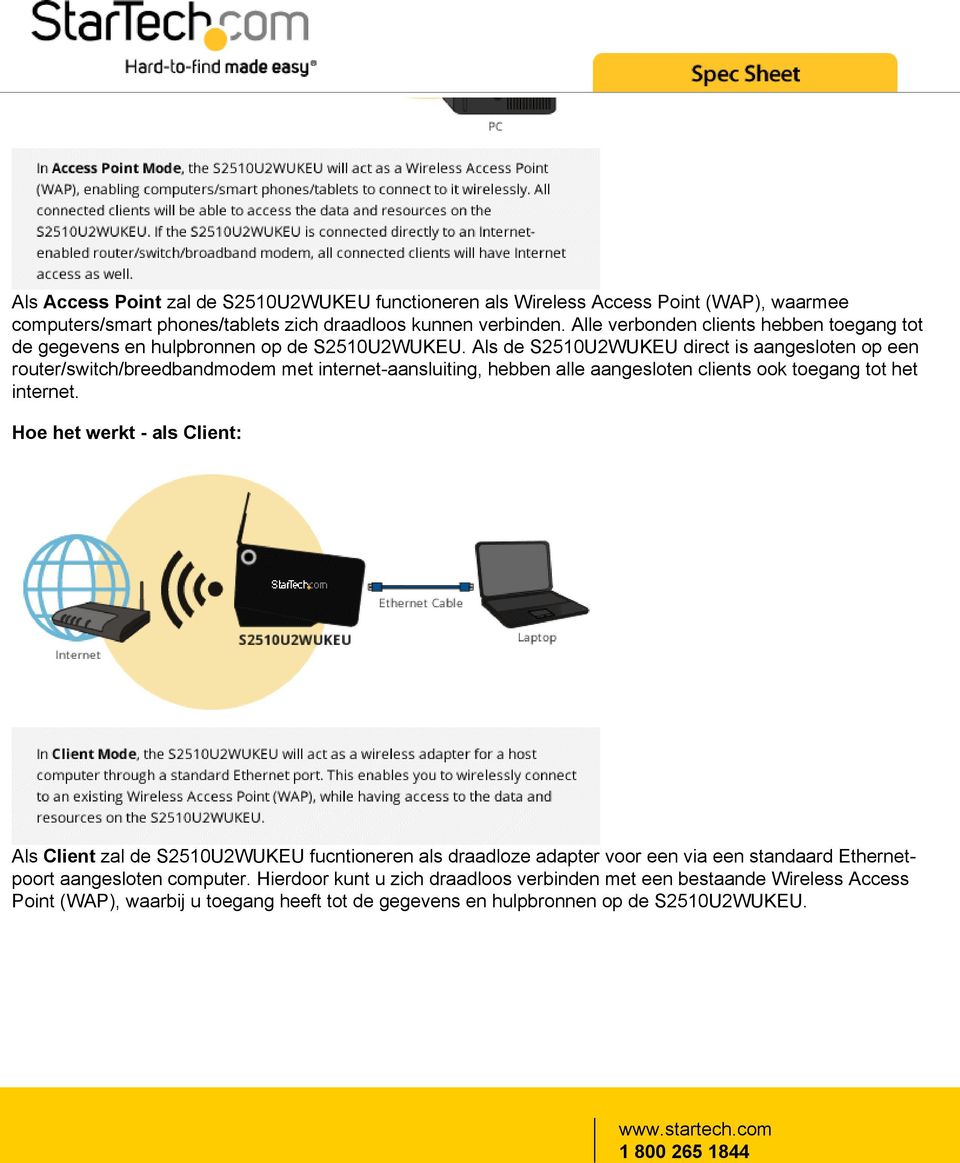 Als de S2510U2WUKEU direct is aangesloten op een router/switch/breedbandmodem met internet-aansluiting, hebben alle aangesloten clients ook toegang tot het internet.