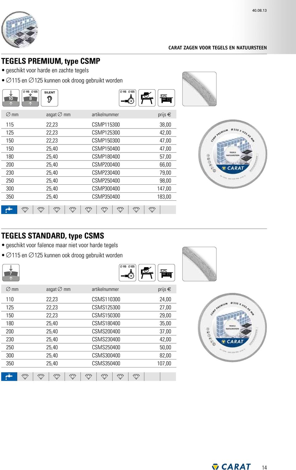 mm artikelnummer prijs e 115 22,23 CSMP115300 38,00 125 22,23 CSMP125300 42,00 150 22,23 CSMP150300 47,00 150 25,40 CSMP150400 47,00 180 25,40 CSMP180400 57,00 200 25,40 CSMP200400 66,00 230 25,40