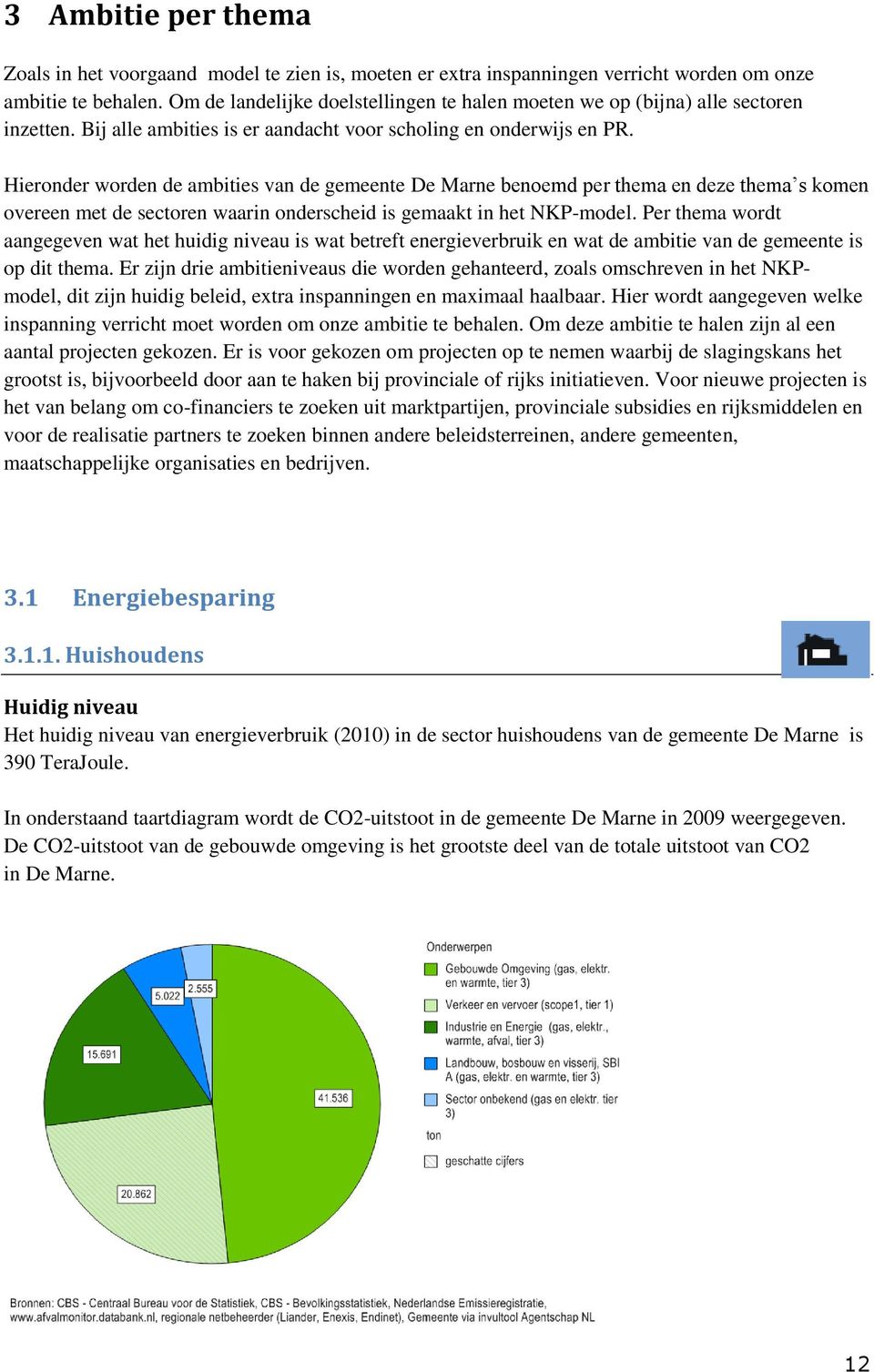 Hieronder worden de ambities van de gemeente De Marne benoemd per thema en deze thema s komen overeen met de sectoren waarin onderscheid is gemaakt in het NKP-model.