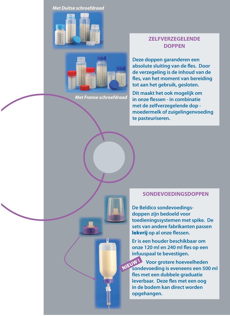 Dit maakt het ook mogelijk om in onze flessen - in combinatie met de zelfverzegelende dop - moedermelk of zuigelingenvoeding te pasteuriseren.