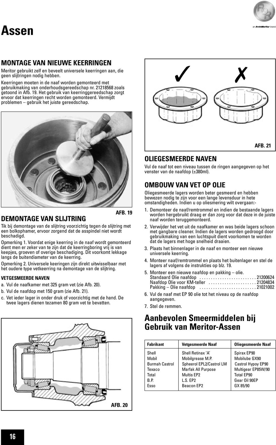 Het gebruik van keerringgereedschap zorgt ervoor dat keerringen recht worden gemonteerd. Vermijdt problemen gebruik het juiste gereedschap. AFB.