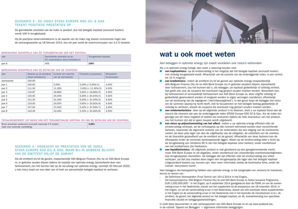 BEREKENING GEKOPPELD AAN DE TERUGBETALING VAN HET KAPITAAL Gemiddelde prestatie op de Terugbetaald kapitaal 25 maandelijkse observatiedatums jaar 8 40% 100% BEREKENING GEKOPPELD AAN DE BETALING VAN