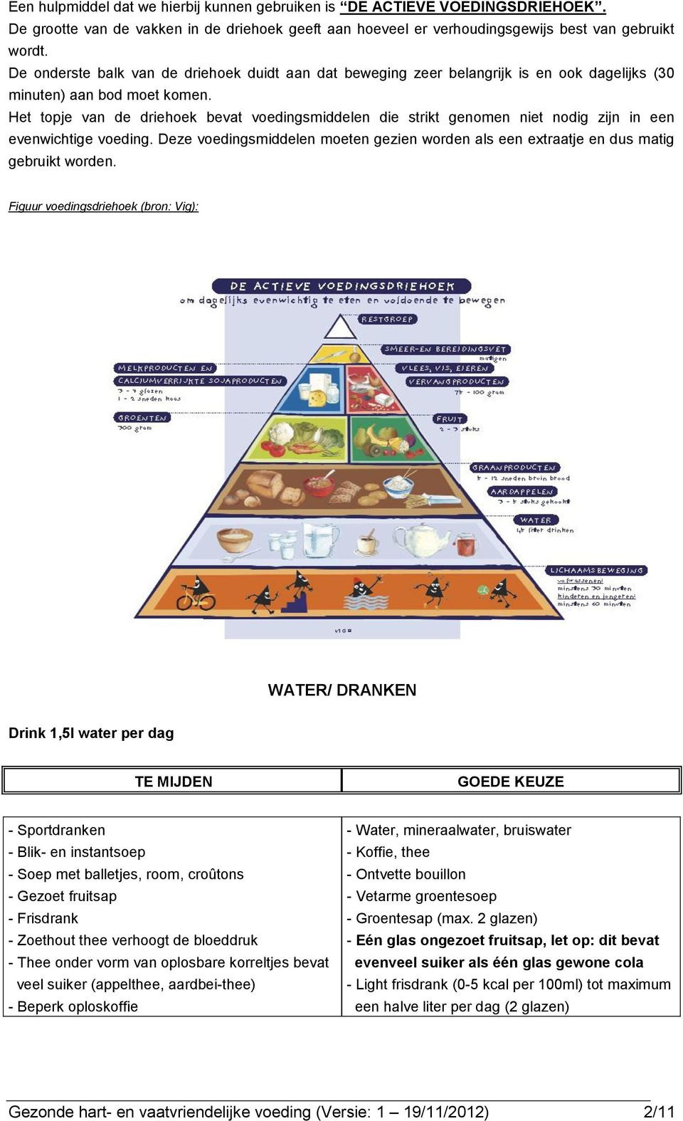 Het topje van de driehoek bevat voedingsmiddelen die strikt genomen niet nodig zijn in een evenwichtige voeding.