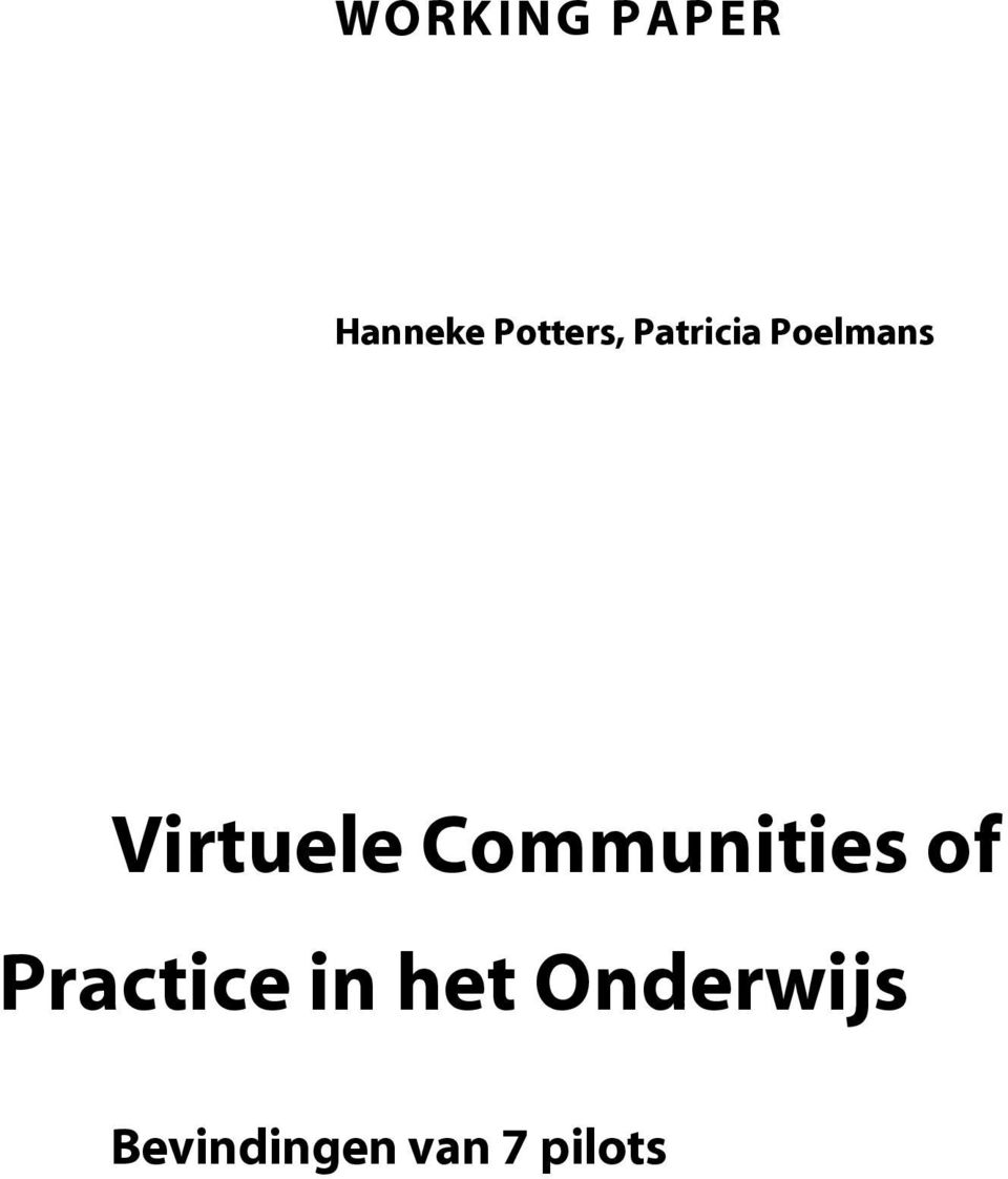 Communities of Practice in het