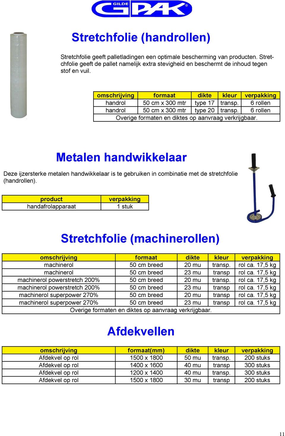 Metalen handwikkelaar Deze ijzersterke metalen handwikkelaar is te gebruiken in combinatie met de stretchfolie (handrollen).