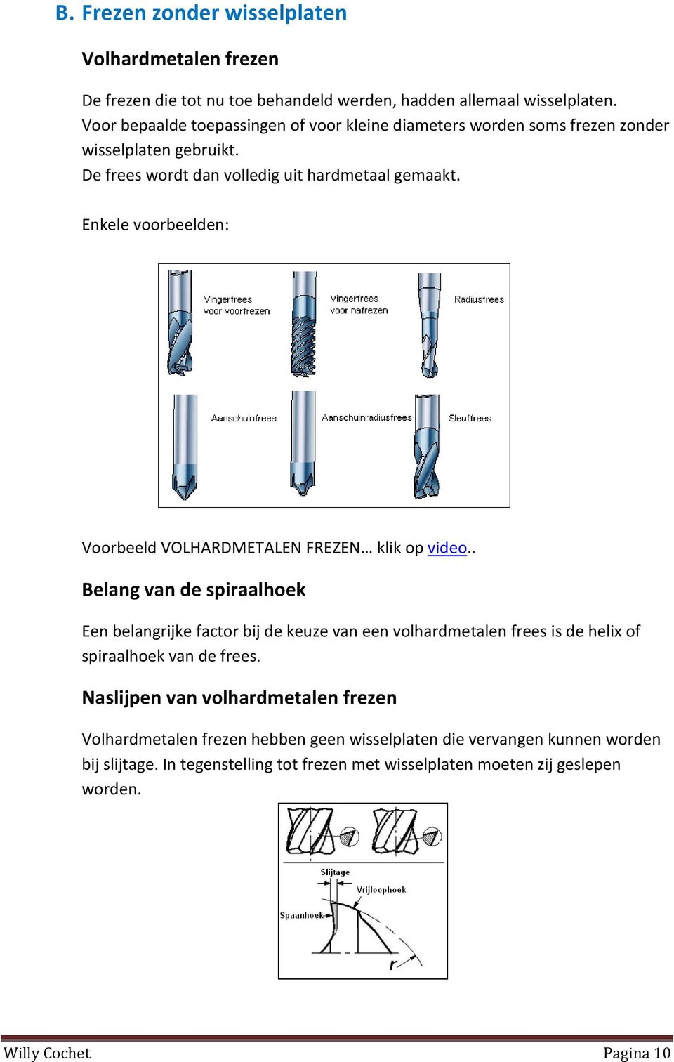 Enkele voorbeelden: Voorbeeld VOLHARDMETALEN FREZEN klik op video.