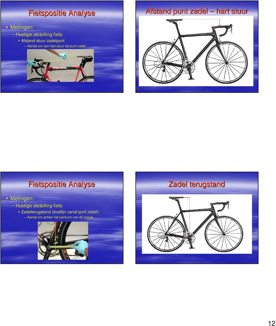 terugstand Huidige afstelling fiets Zadelterugstand (loodlijn