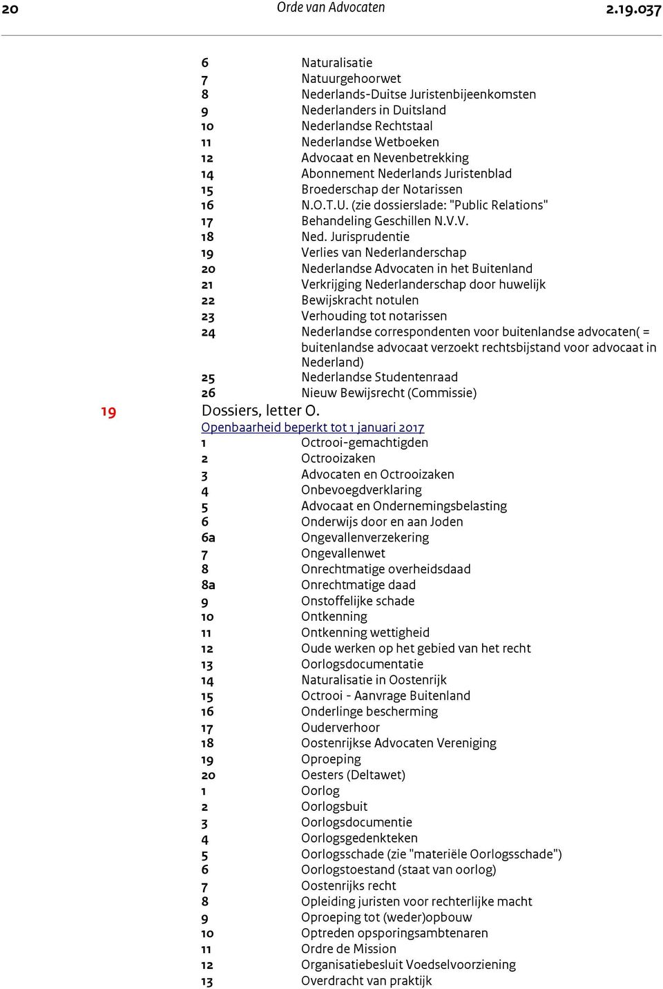 Abonnement Nederlands Juristenblad 15 Broederschap der Notarissen 16 N.O.T.U. (zie dossierslade: "Public Relations" 17 Behandeling Geschillen N.V.V. 18 Ned.