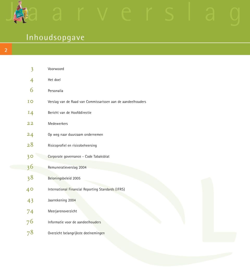 risicobeheersing Corporate governance - Code Tabaksblat Remuneratieverslag 2004 Beloningsbeleid 2005 International Financial