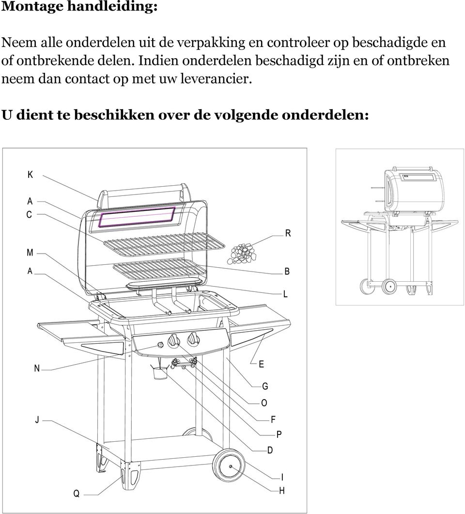 Indien onderdelen beschadigd zijn en of ontbreken neem dan