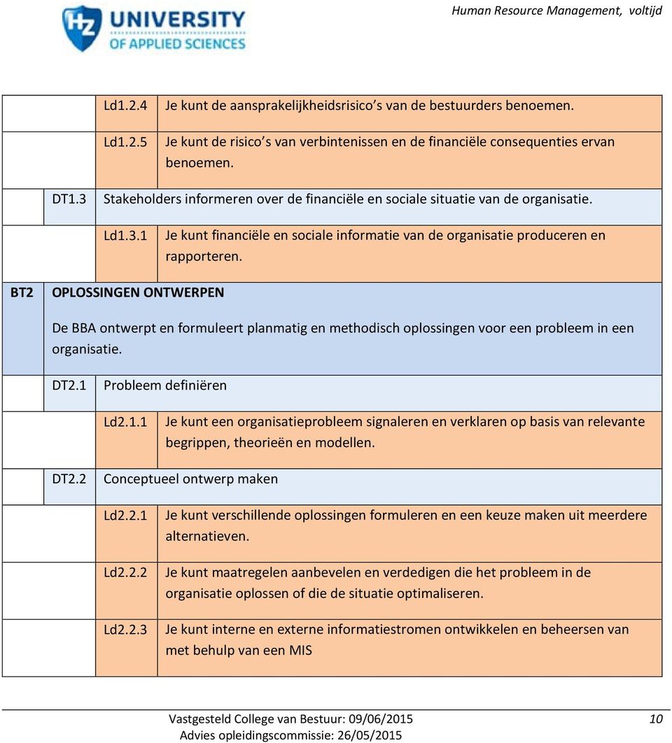 BT2 OPLOSSINGEN ONTWERPEN De BBA ontwerpt en formuleert planmatig en methodisch oplossingen voor een probleem in een organisatie. DT2.1 