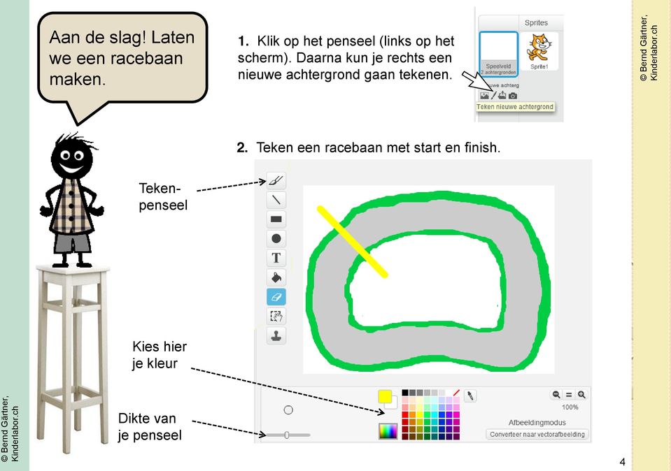 Daarna kun je rechts een nieuwe achtergrond gaan tekenen. 2.