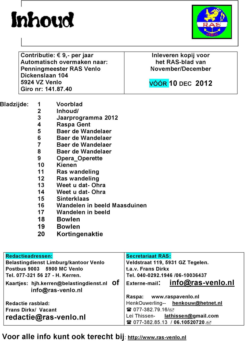 Wandelaer 8 Baer de Wandelaer 9 Opera_Operette 10 Kienen 11 Ras wandeling 12 Ras wandeling 13 Weet u dat- Ohra 14 Weet u dat- Ohra 15 Sinterklaas 16 Wandelen in beeld Maasduinen 17 Wandelen in beeld