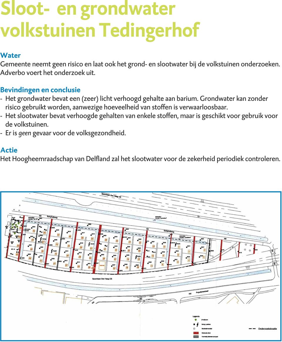 Grondwater kan zonder risico gebruikt worden, aanwezige hoeveelheid van stoffen is verwaarloosbaar.