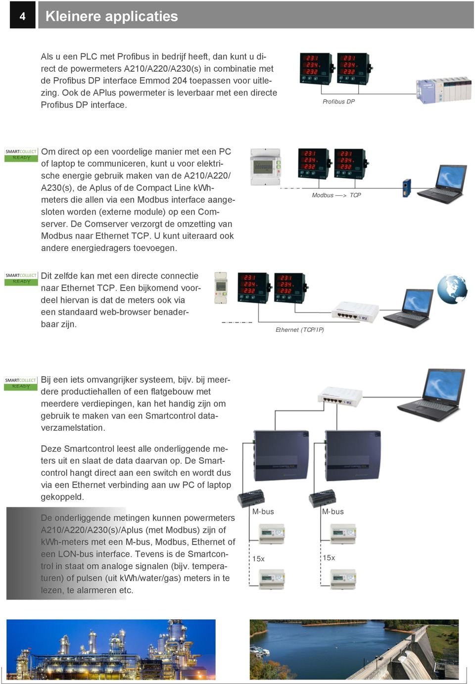 Profibus DP Om direct op een voordelige manier met een PC of laptop te communiceren, kunt u voor elektrische energie gebruik maken van de A210/A220/ A230(s), de Aplus of de Compact Line kwhmeters die