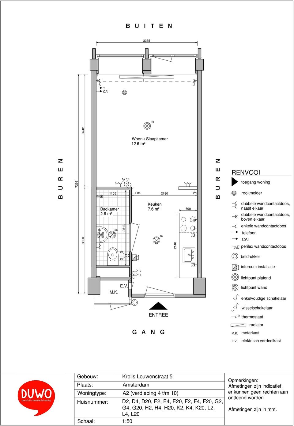 8 m² 2513 ENREE ermostaat Woningtype: A2 (verdieping 4 t/m