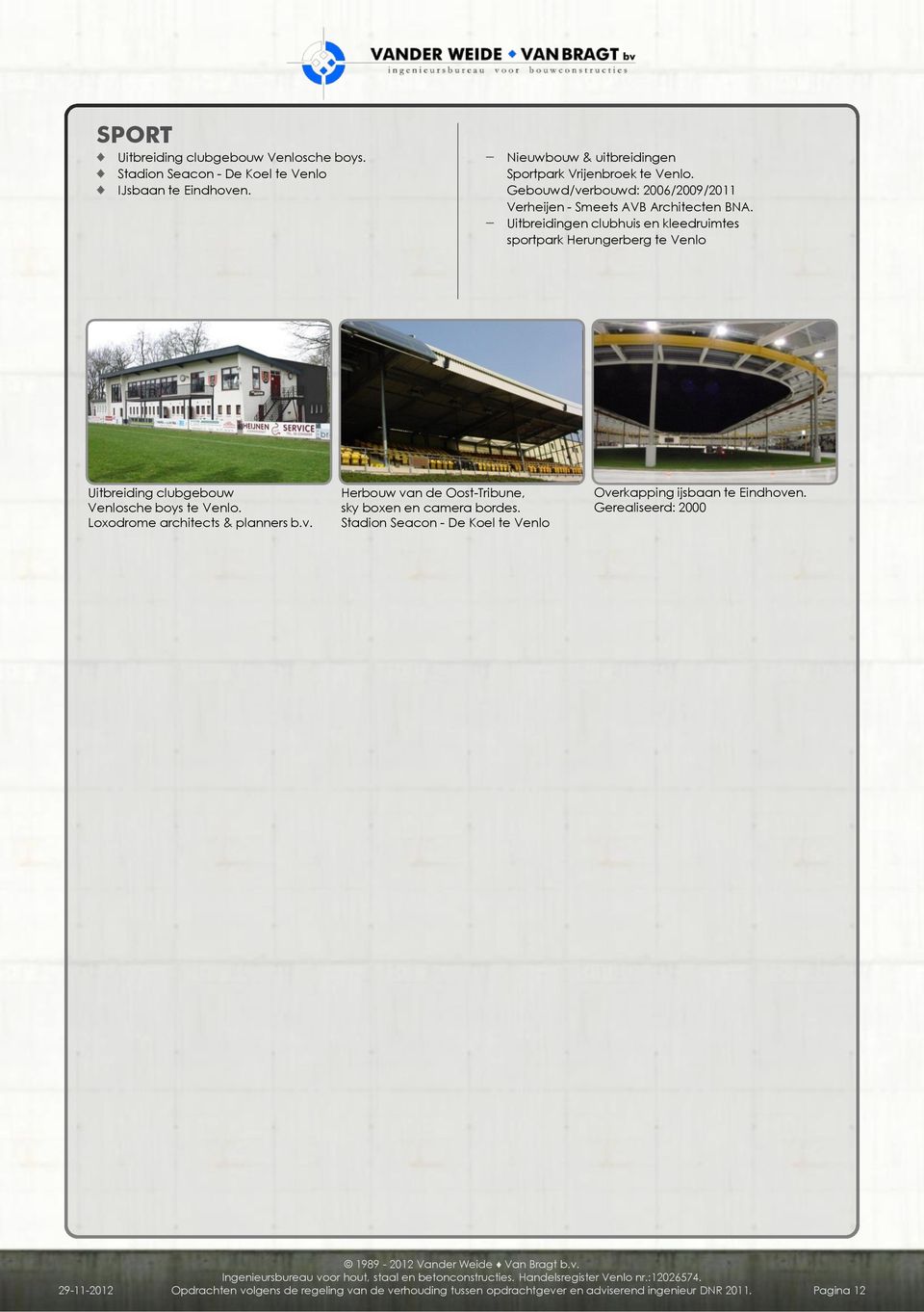 Gebouwd/verbouwd: 2006/2009/2011 Uitbreidingen clubhuis en kleedruimtes sportpark Herungerberg te Venlo Uitbreiding