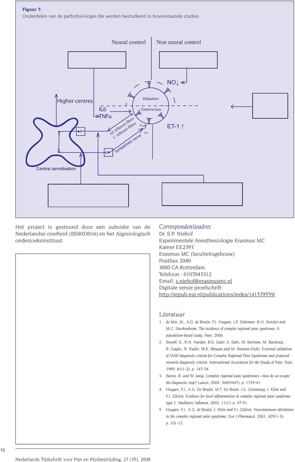 Niehof Experimentele Anesthesiologie Erasmus MC Kamer EE2393 Erasmus MC (faculteitsgebouw) Postbus 2040 3000 CA Rotterdam Telefoon : 0107043312 Email: s.niehof@erasmusmc.