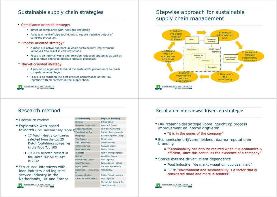 Focus is on internal waste and emission reduction strategies as well as collaborative efforts to improve logistics processes Market-oriented strategy: A pro-active approach to brand the sustainable