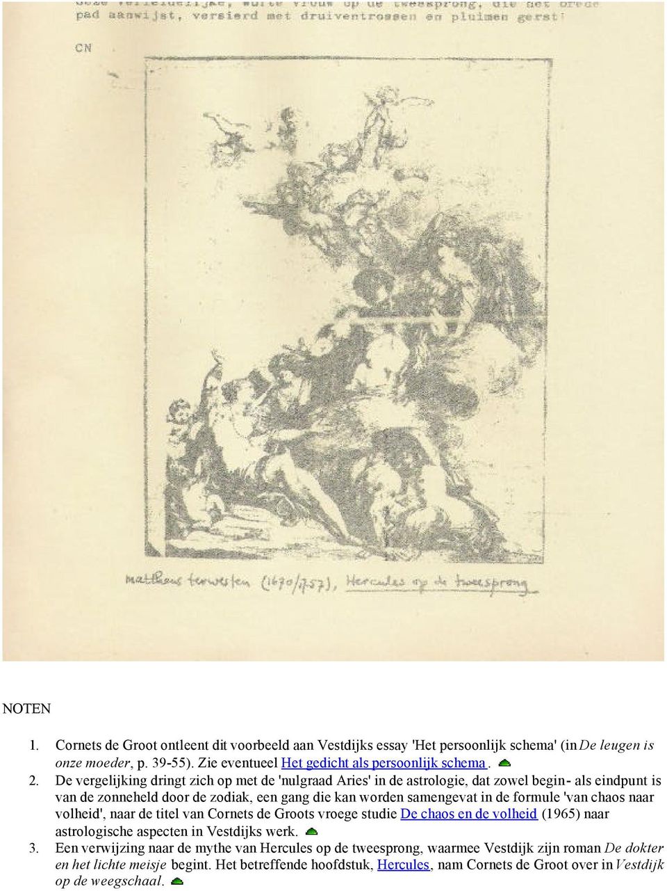 'van chaos naar volheid', naar de titel van Cornets de Groots vroege studie De chaos en de volheid (1965) naar astrologische aspecten in Vestdijks werk. 3.