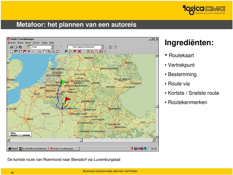 Kortste / Snelste route Routekenmerken De