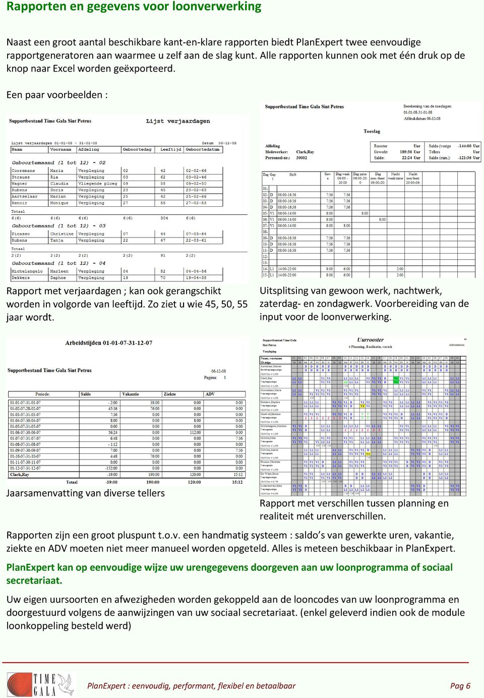 Zo ziet u wie 45, 50, 55 jaar wordt. Uitsplitsing van gewoon werk, nachtwerk, zaterdag- en zondagwerk. Voorbereiding van de input voor de loonverwerking.