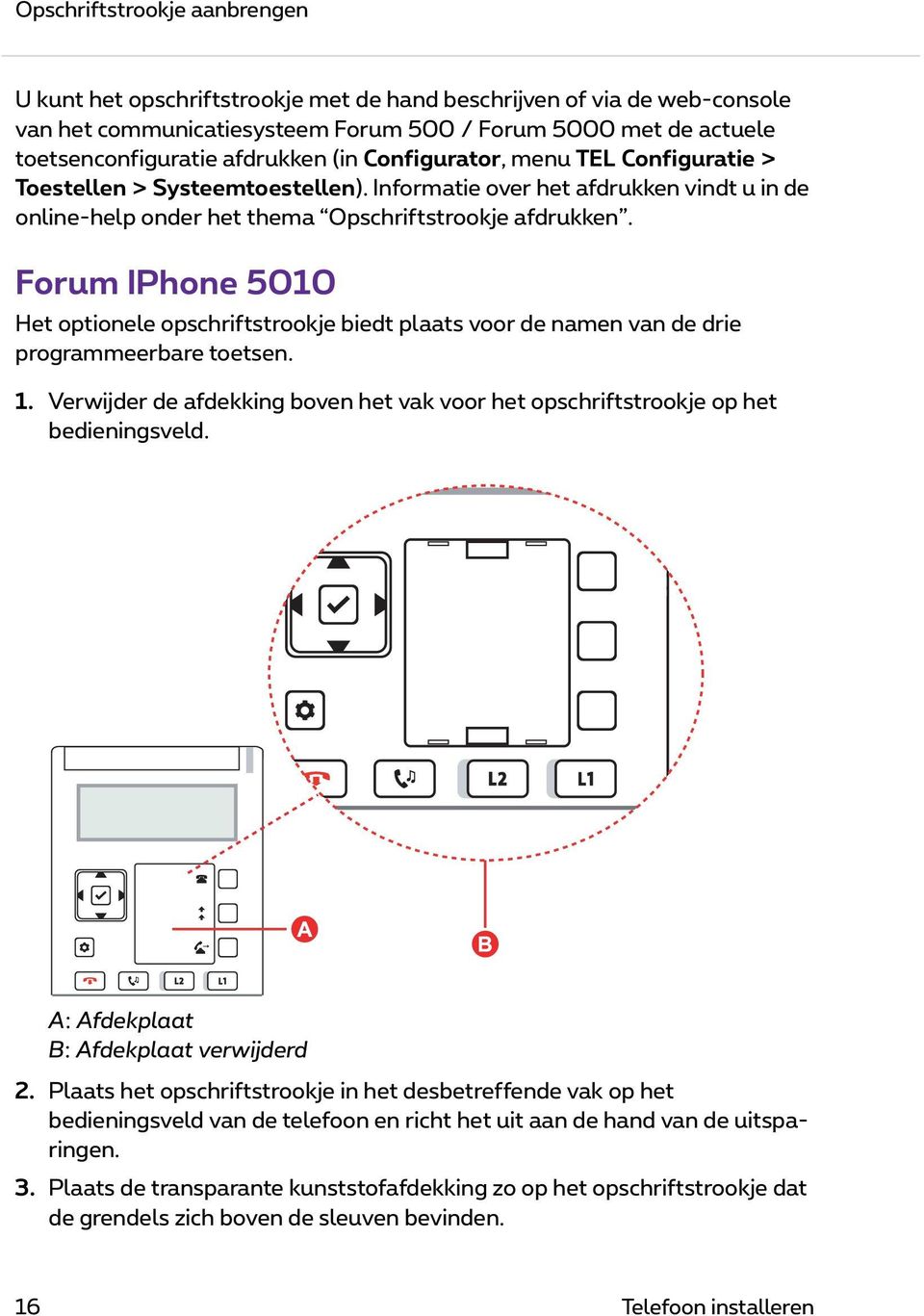 Forum IPhone 5010 Het optionele opschriftstrookje biedt plaats voor de namen van de drie programmeerbare toetsen. 1.