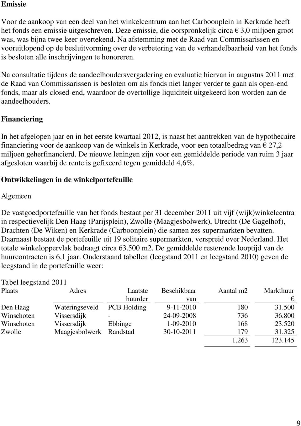 Na afstemming met de Raad van Commissarissen en vooruitlopend op de besluitvorming over de verbetering van de verhandelbaarheid van het fonds is besloten alle inschrijvingen te honoreren.