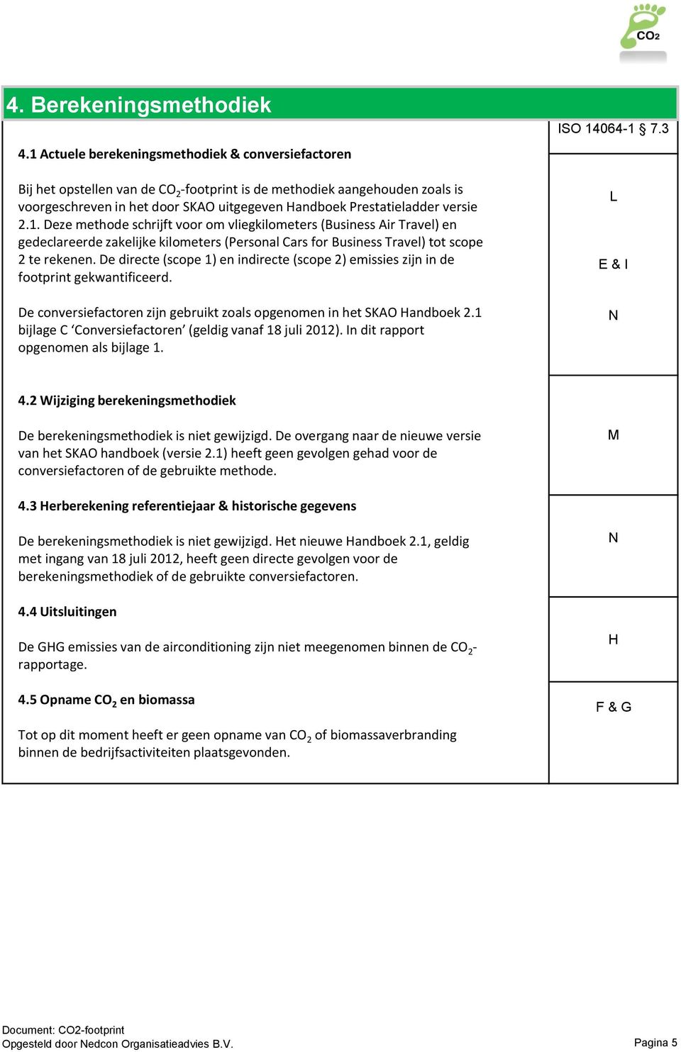 versie 2.1. Deze methode schrijft voor om vliegkilometers (Business Air Travel) en gedeclareerde zakelijke kilometers (Personal Cars for Business Travel) tot scope 2 te rekenen.