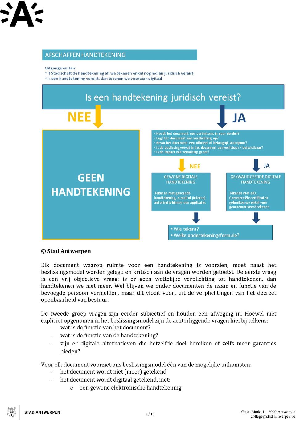 Wel blijven we onder documenten de naam en functie van de bevoegde persoon vermelden, maar dit vloeit voort uit de verplichtingen van het decreet openbaarheid van bestuur.