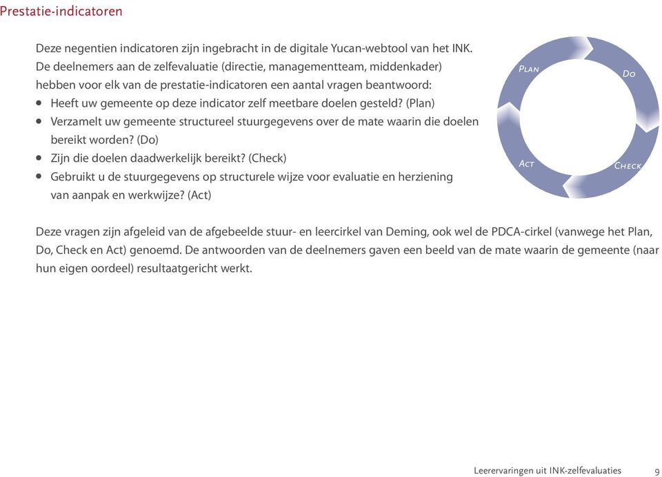 doelen gesteld? (Plan) Verzamelt uw gemeente structureel stuurgegevens over de mate waarin die doelen bereikt worden? (Do) Zijn die doelen daadwerkelijk bereikt?