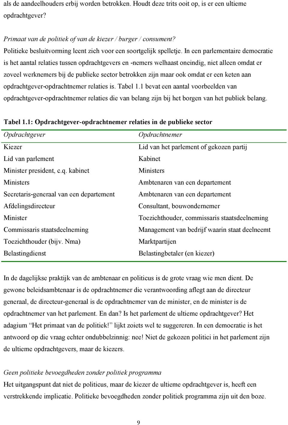 In een parlementaire democratie is het aantal relaties tussen opdrachtgevers en -nemers welhaast oneindig, niet alleen omdat er zoveel werknemers bij de publieke sector betrokken zijn maar ook omdat