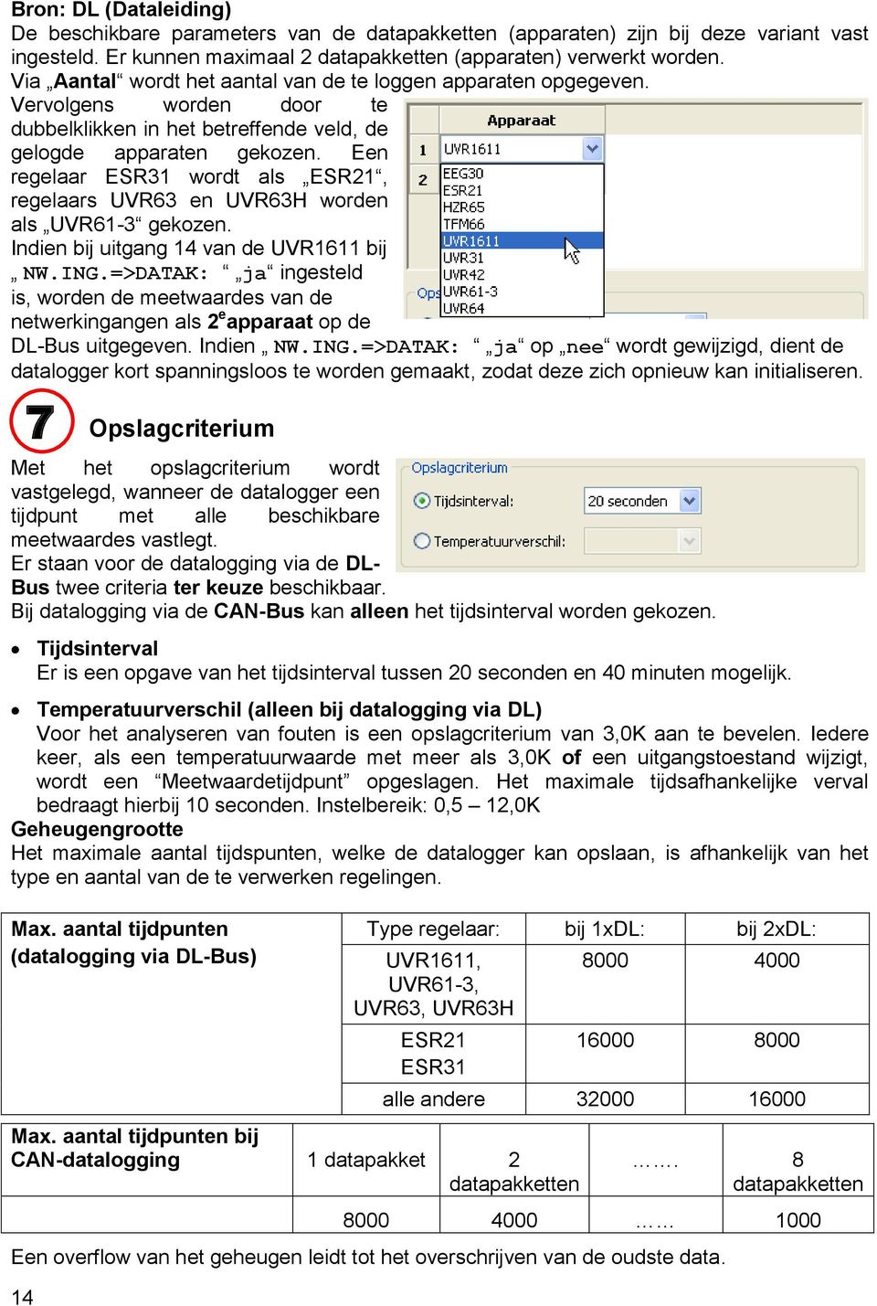 Een regelaar ESR31 wordt als ESR21, regelaars UVR63 en UVR63H worden als UVR61-3 gekozen. Indien bij uitgang 14 van de UVR1611 bij NW.ING.